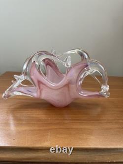 Pink Murano Art Glass Taco Shaped Dish