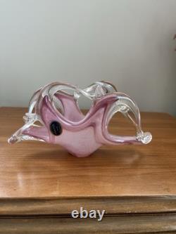Pink Murano Art Glass Taco Shaped Dish