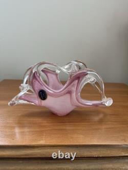 Pink Murano Art Glass Taco Shaped Dish