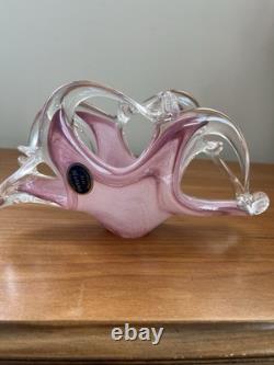 Pink Murano Art Glass Taco Shaped Dish