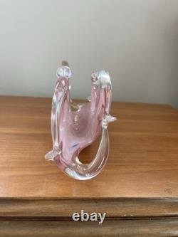 Pink Murano Art Glass Taco Shaped Dish