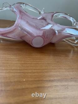Pink Murano Art Glass Taco Shaped Dish