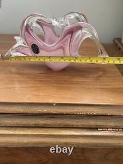 Pink Murano Art Glass Taco Shaped Dish