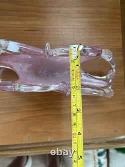 Pink Murano Art Glass Taco Shaped Dish