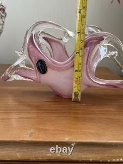 Pink Murano Art Glass Taco Shaped Dish