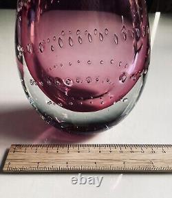 Pink Murano Cased Glass Vase Controlled Bubbles Archimedes Seguso 28cm