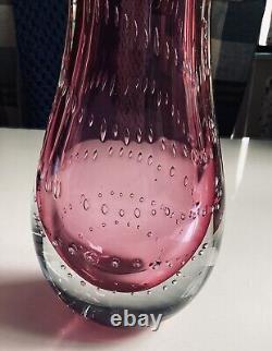 Pink Murano Cased Glass Vase Controlled Bubbles Archimedes Seguso 28cm