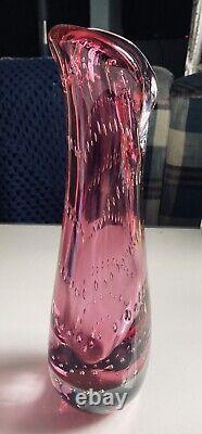 Pink Murano Cased Glass Vase Controlled Bubbles Archimedes Seguso 28cm