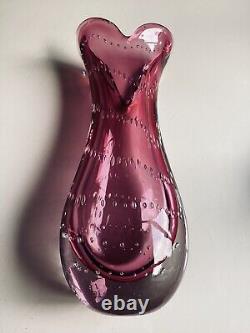 Pink Murano Cased Glass Vase Controlled Bubbles Archimedes Seguso 28cm