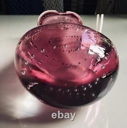 Pink Murano Cased Glass Vase Controlled Bubbles Archimedes Seguso 28cm