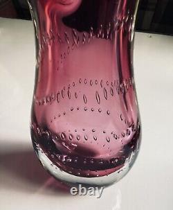 Pink Murano Cased Glass Vase Controlled Bubbles Archimedes Seguso 28cm