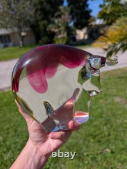 Pink Murano Glass Bull Vintage Art Glass Figurine