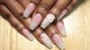 Pink Nude Ombre Coffin Nails With Encapsulated 3d Flower Germanikure Crystal Glass File Giveaway
