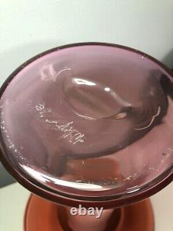 Pink Ombre Art Glass Vase Signed By Artist