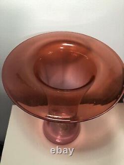 Pink Ombre Art Glass Vase Signed By Artist