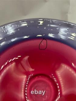 Pink Purple Sommerso Bubbles Abstract Studio Art Glass Wide Bowl 10 Signed NZ