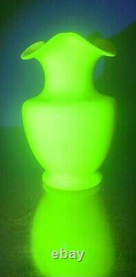 Pink Ruffled Top Uranium Glass Vase