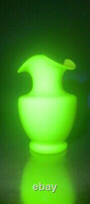 Pink Ruffled Top Uranium Glass Vase