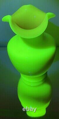 Pink Ruffled Top Uranium Glass Vase