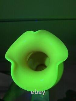 Pink Ruffled Top Uranium Glass Vase