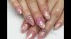 Pink Shattered Glass Acrylic Nails