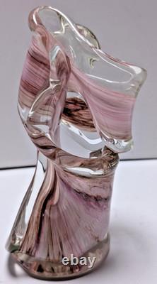 Pink Swirl Studio Art Glass Sculpture Murano Goldhagen Style Heavy 582g