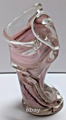 Pink Swirl Studio Art Glass Sculpture Murano Goldhagen Style Heavy 582g
