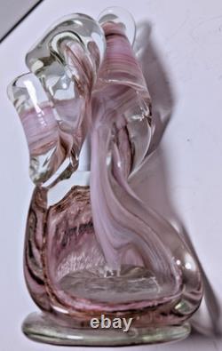 Pink Swirl Studio Art Glass Sculpture Murano Goldhagen Style Heavy 582g