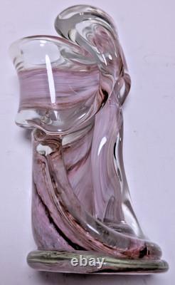Pink Swirl Studio Art Glass Sculpture Murano Goldhagen Style Heavy 582g