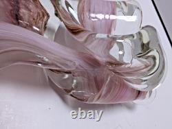 Pink Swirl Studio Art Glass Sculpture Murano Goldhagen Style Heavy 582g