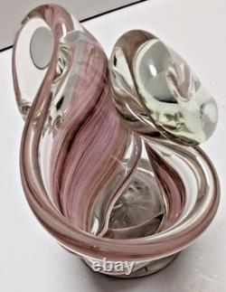 Pink Swirl Studio Art Glass Sculpture Murano Goldhagen Style Heavy 582g