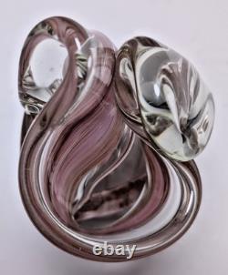 Pink Swirl Studio Art Glass Sculpture Murano Goldhagen Style Heavy 582g