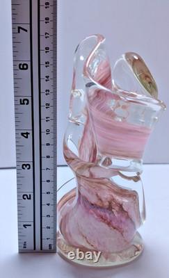 Pink Swirl Studio Art Glass Sculpture Murano Goldhagen Style Heavy 582g