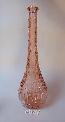Pink Wax Drip Genie Bottle Decanter 1960s Glass Empoli MCM NO Stopper
