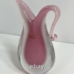 Pink and White Sommerso Murano Vase By Oball Itallian Art Glass See Pictures