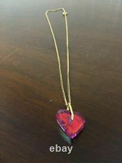 Pink heart Baccarat crystal necklace