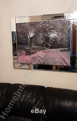 Pink leaves fall pathway wall art crystals & mirror frame home decor picture