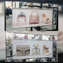 Pink, neutral-Heels, perfume bottles, handbags & mirror frame wall art pictures