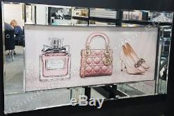 Pink, neutral-Heels, perfume bottles, handbags & mirror frame wall art pictures