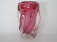 Pink twisted freeform sculptural art glass vase Czech sommerso 60s