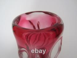 Pink twisted freeform sculptural art glass vase Czech sommerso 60s