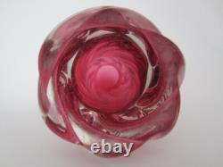 Pink twisted freeform sculptural art glass vase Czech sommerso 60s