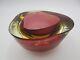 Poli Seguso era pink / amber Murano art glass mid century tricorn geode bowl