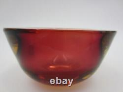 Poli Seguso era pink / amber Murano art glass mid century tricorn geode bowl