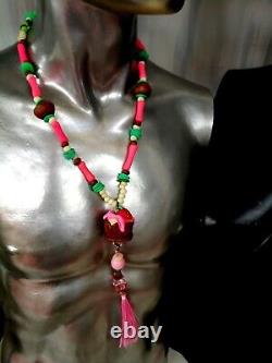 Pop art jewelry necklace woman pendant pink amulet sweet strawberry chocolate