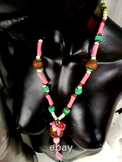 Pop art jewelry necklace woman pendant pink amulet sweet strawberry chocolate