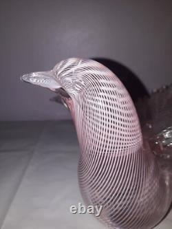 Quality Murano Dove Bird Pink Filigrana Italian Art Glass Seguso Hand Blown