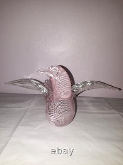 Quality Murano Dove Bird Pink Filigrana Italian Art Glass Seguso Hand Blown