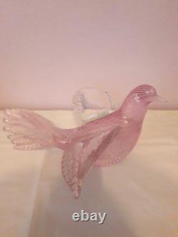 Quality Murano Dove Bird Pink Filigrana Italian Art Glass Seguso Hand Blown