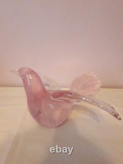 Quality Murano Dove Bird Pink Filigrana Italian Art Glass Seguso Hand Blown